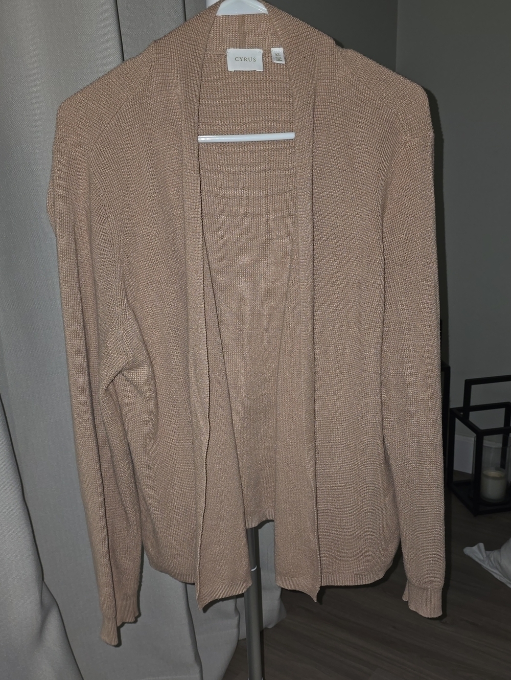 Cyrus Women's Open-Front Cardigan in Taupe Beige